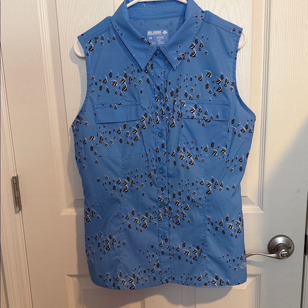 Reel Legends Blue Shirt lightweight SPF perfect for active vacation in sun
